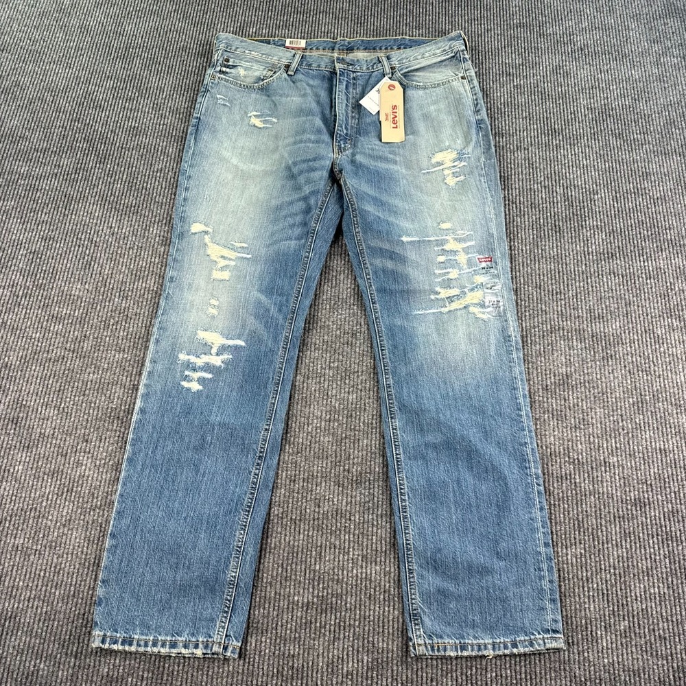 NWT Levis 541 Jeans Mens 39x34 Blue Denim Cotton Distressed Athletic Fit